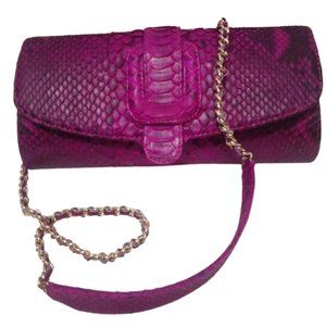 Pink Snakeskin Leather Clutch Wedding Purse